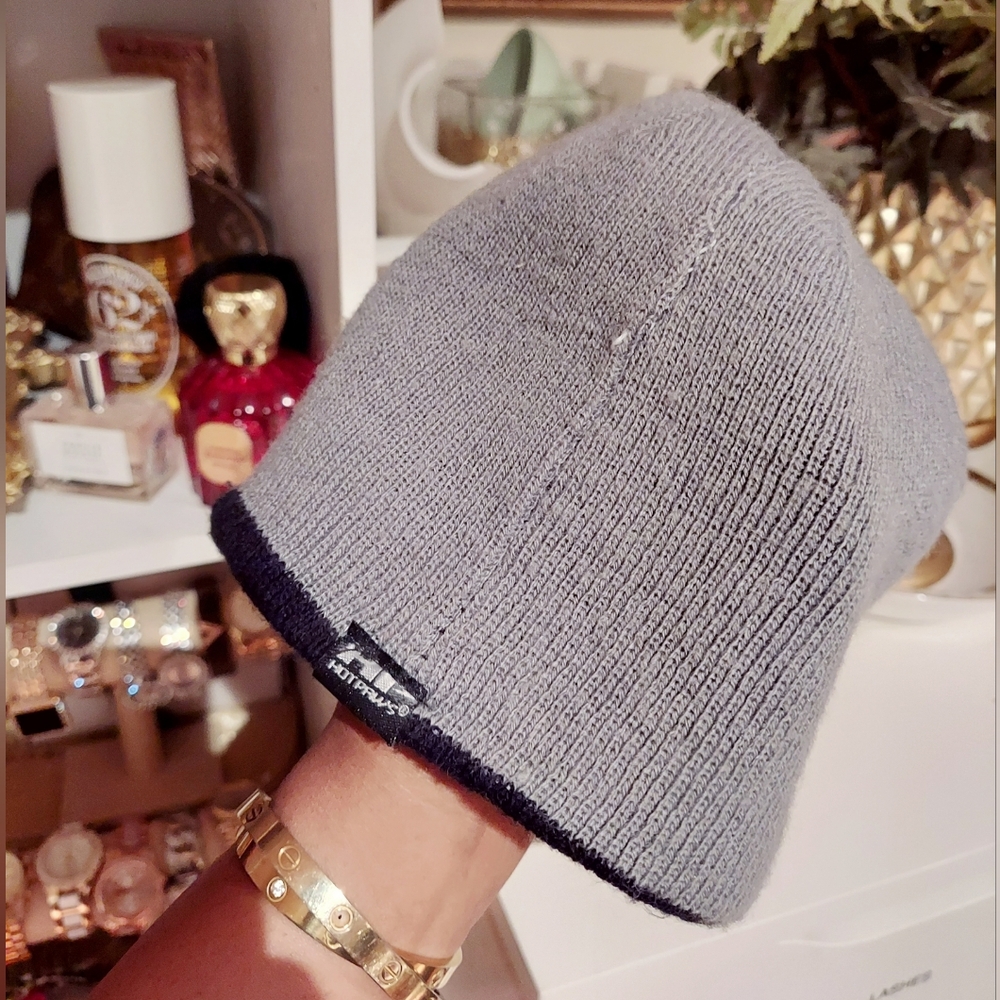 Grey / Black hot paws small boys winter hat tuque (ADD ON ITEM)